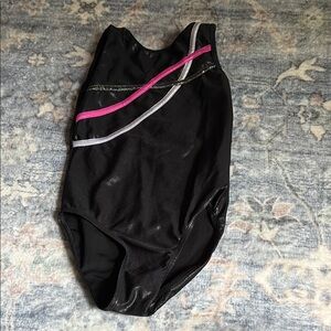 Black Leotard with Pink and Silver Accents